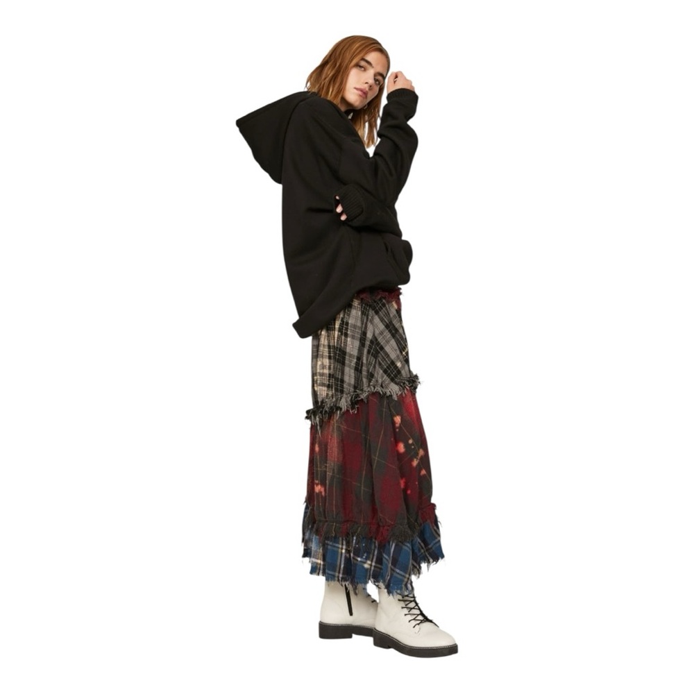 R13 Pieced Gathered Skirt in Red, Beige, & Blue Plaid - Small - Picture 13 of 14
